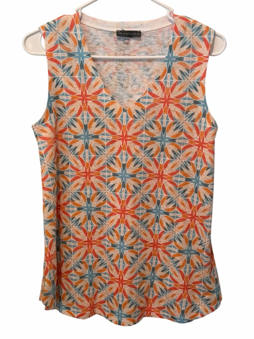 Nally & Millie Geometric Print Sleeveless Tank Top Small USA Made NWT